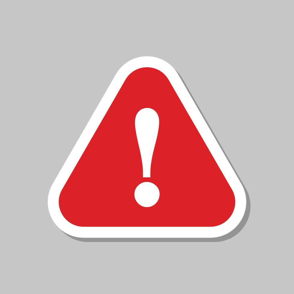 A red warning triangle with an exclamation mark vector