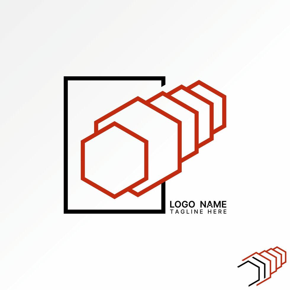 line hexagon big to small 3D shadow display ornament to studio effect vector