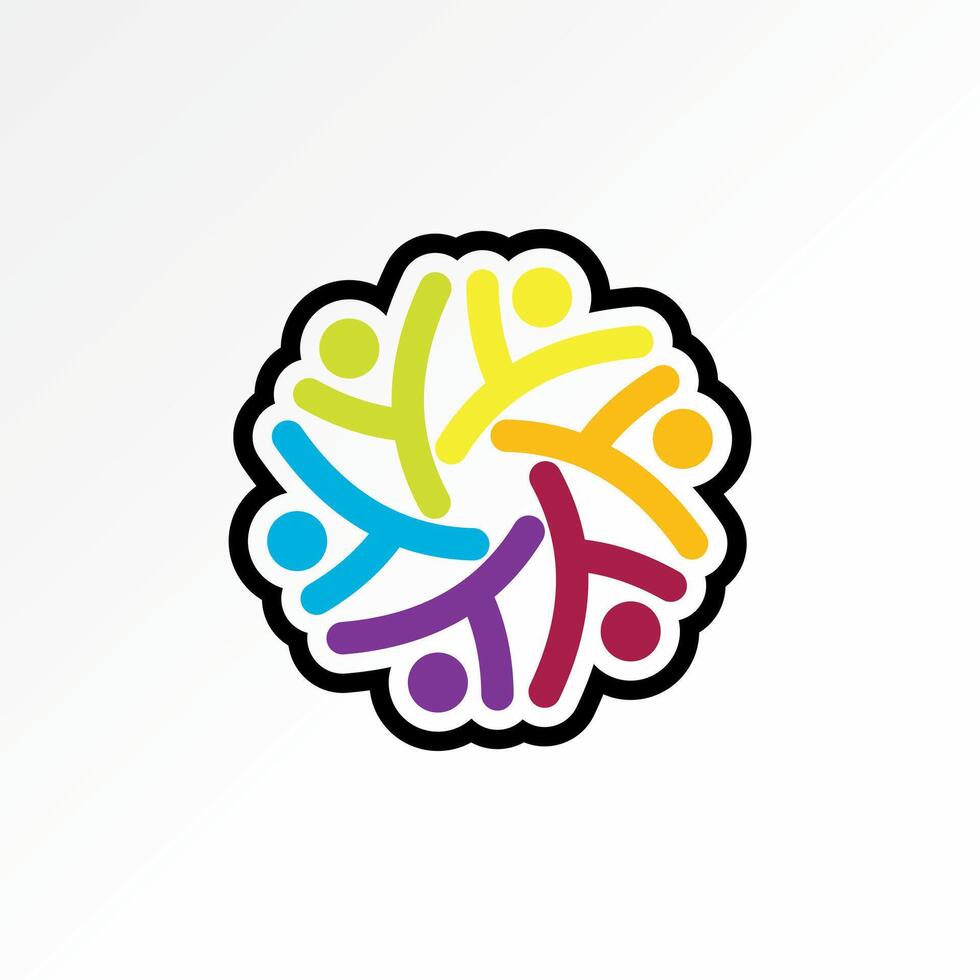 6 happy people like initial Y font rotate community active vector