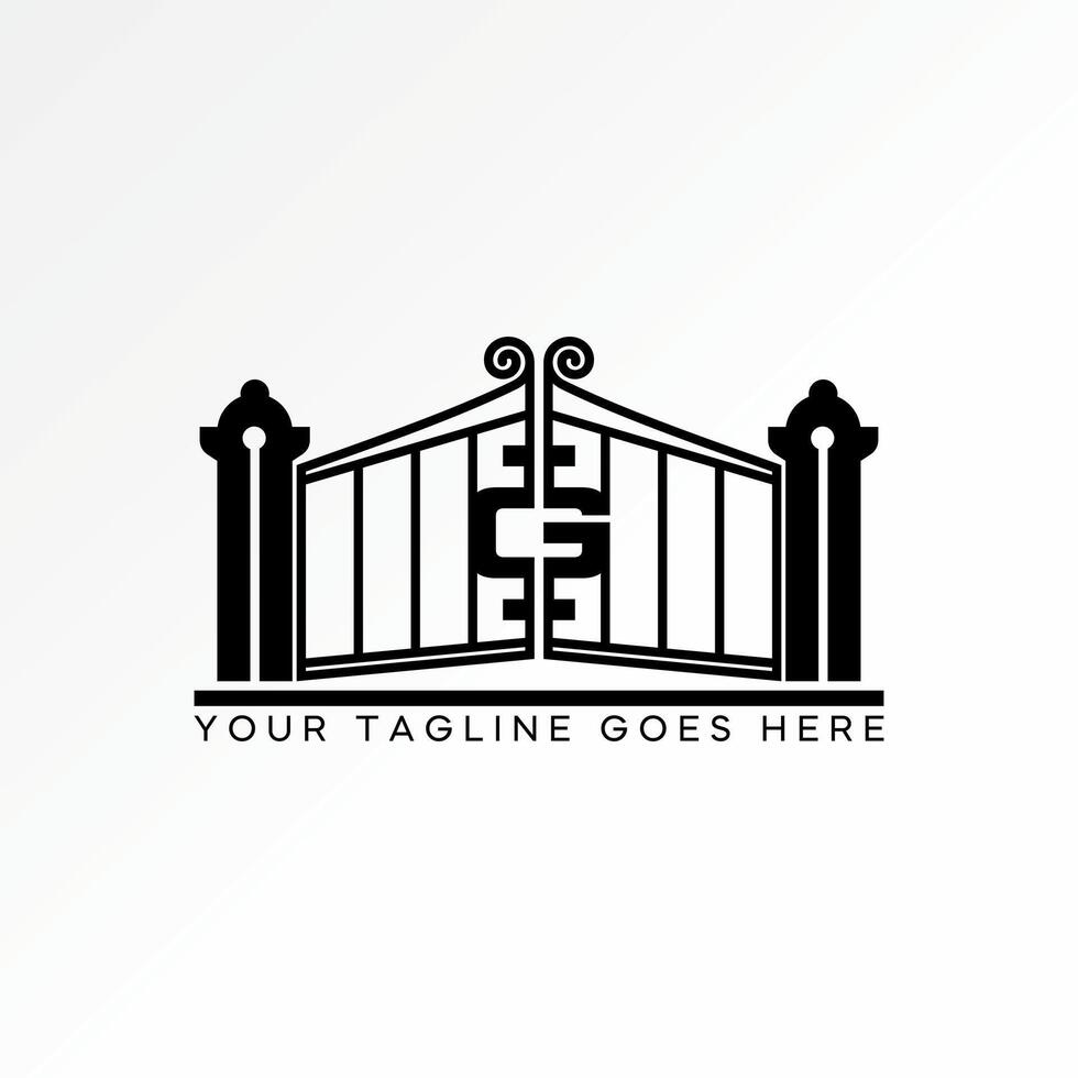 building gate with initial G font on center barrier decor vector