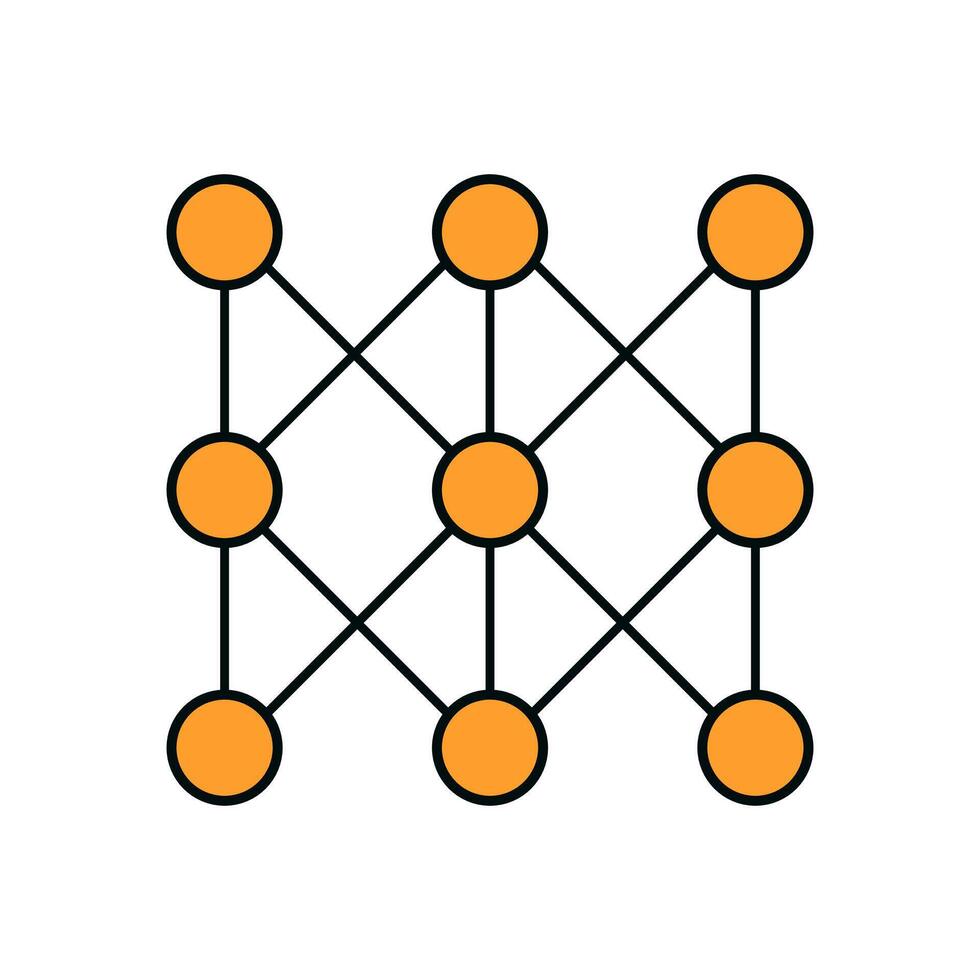 Machine Learning Neural Network Structure with Interconnected Circular Nodes in Clean Modern Style Illustration vector