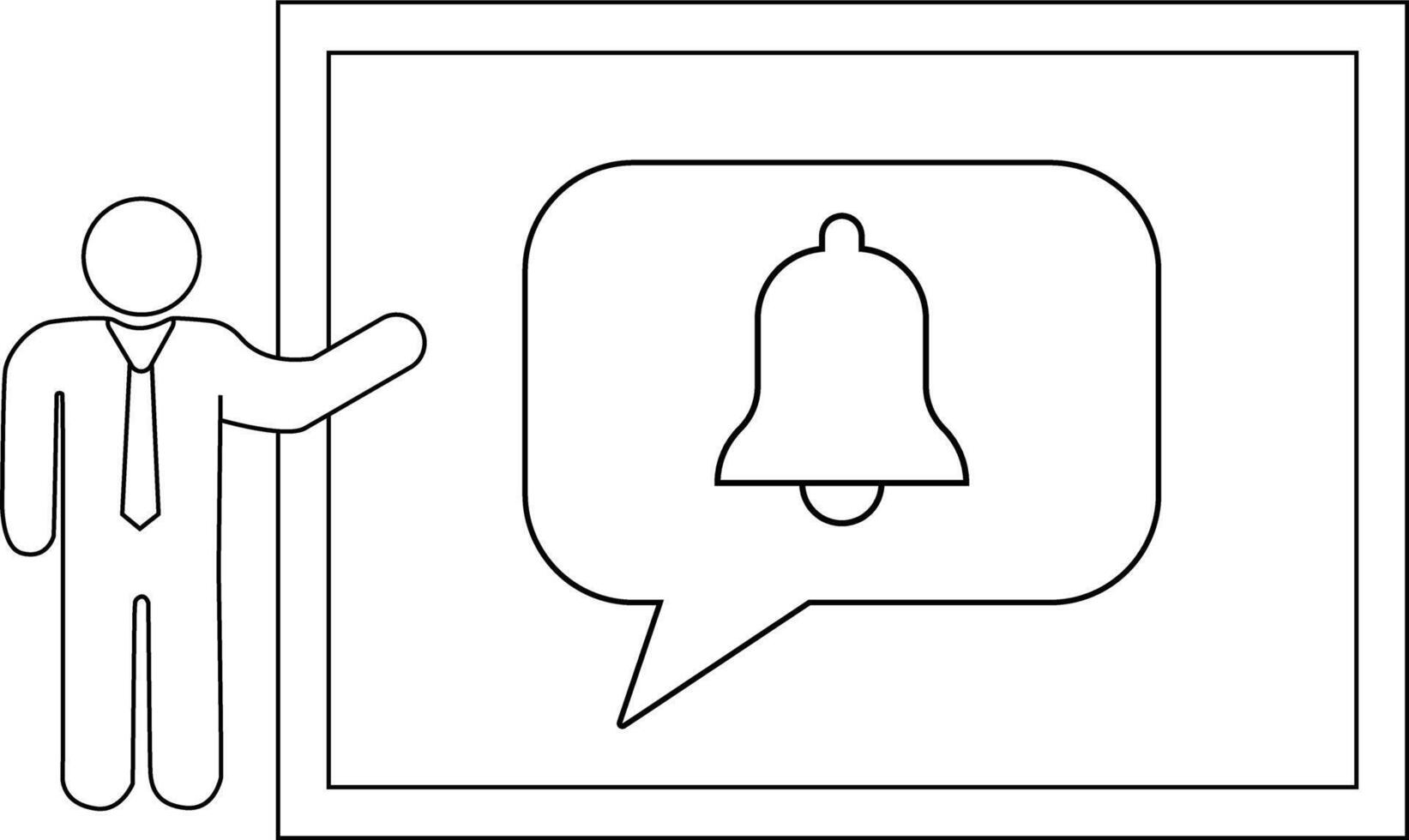 Person pointing to notification bell in frame vector