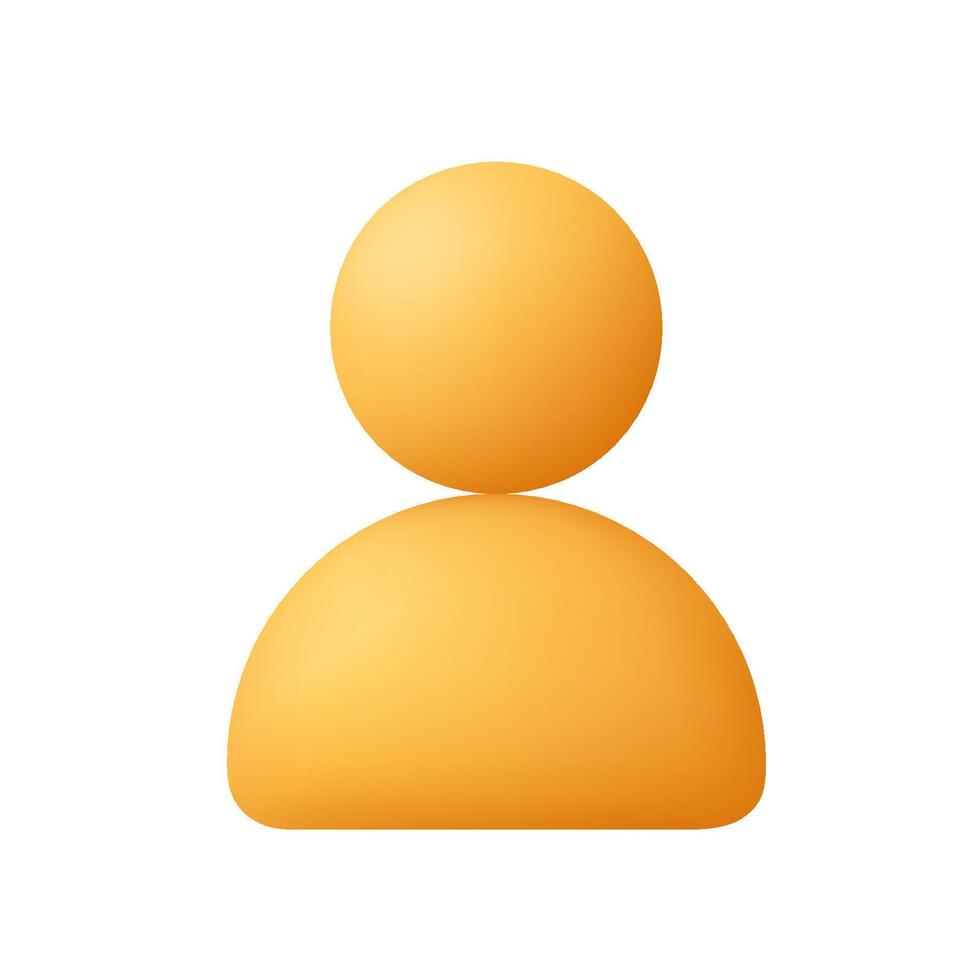Yellow user profile icon with head and body, avatar symbol. User interface, account, profile, person and identity concept. 3d icon. Cartoon minimal style. vector
