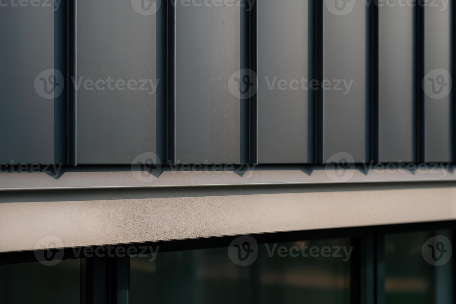 Modern Architectural Facade Featuring Geometric Patterns and Sleek Lines in an Urban Setting on a Clear Day With Subtle Light Reflections photo