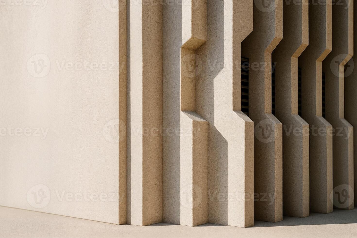 Architectural Detail of a Modern Building Featuring Sawtooth Design with Rhythmic Shadows in Natural Light Captured in a Minimalist Composition photo