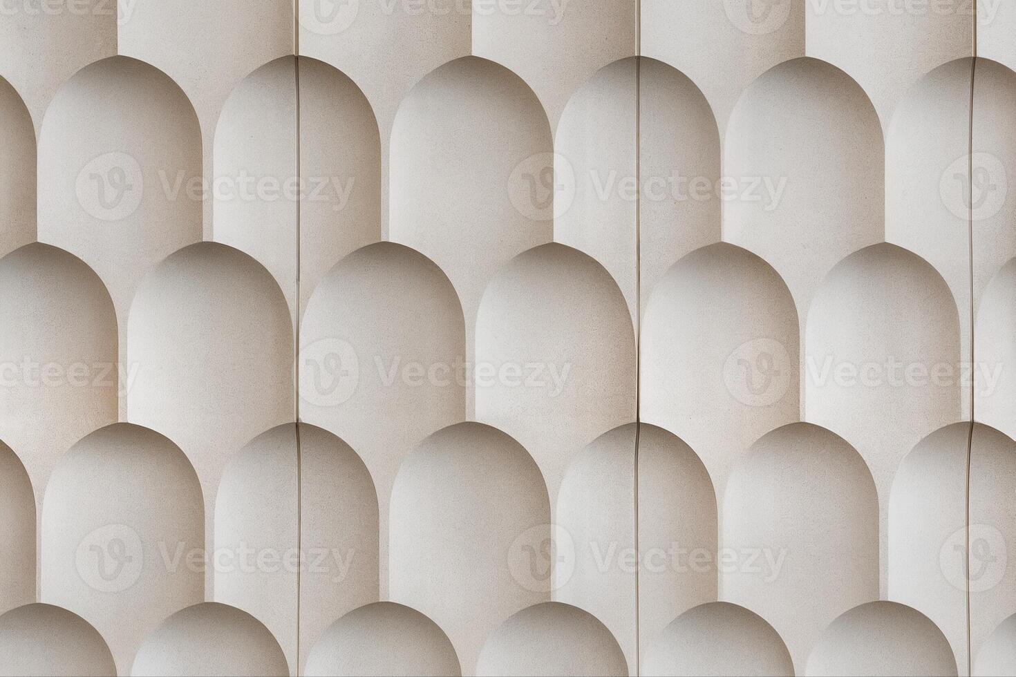Stone Facade Featuring Scallop Designs in a Repetitive Pattern for Architectural Ornamentation, Highlighting Texture and Depth in a Minimalist Style photo