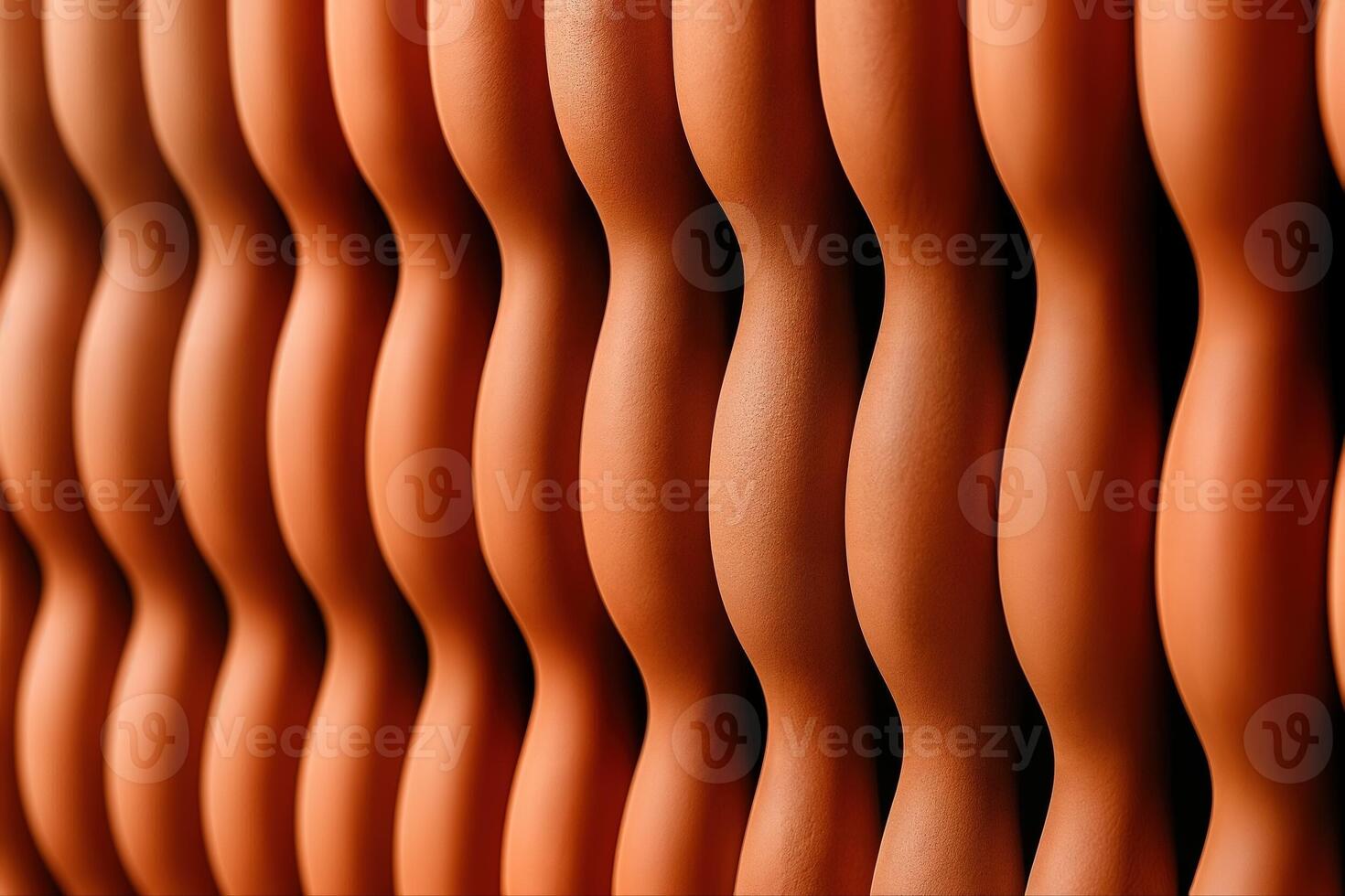 Terracotta Baguettes Artistically Arranged in a Wave Pattern Creating a Mesmerizing Visual Effect With Warm Lighting and Shallow Depth of Field photo