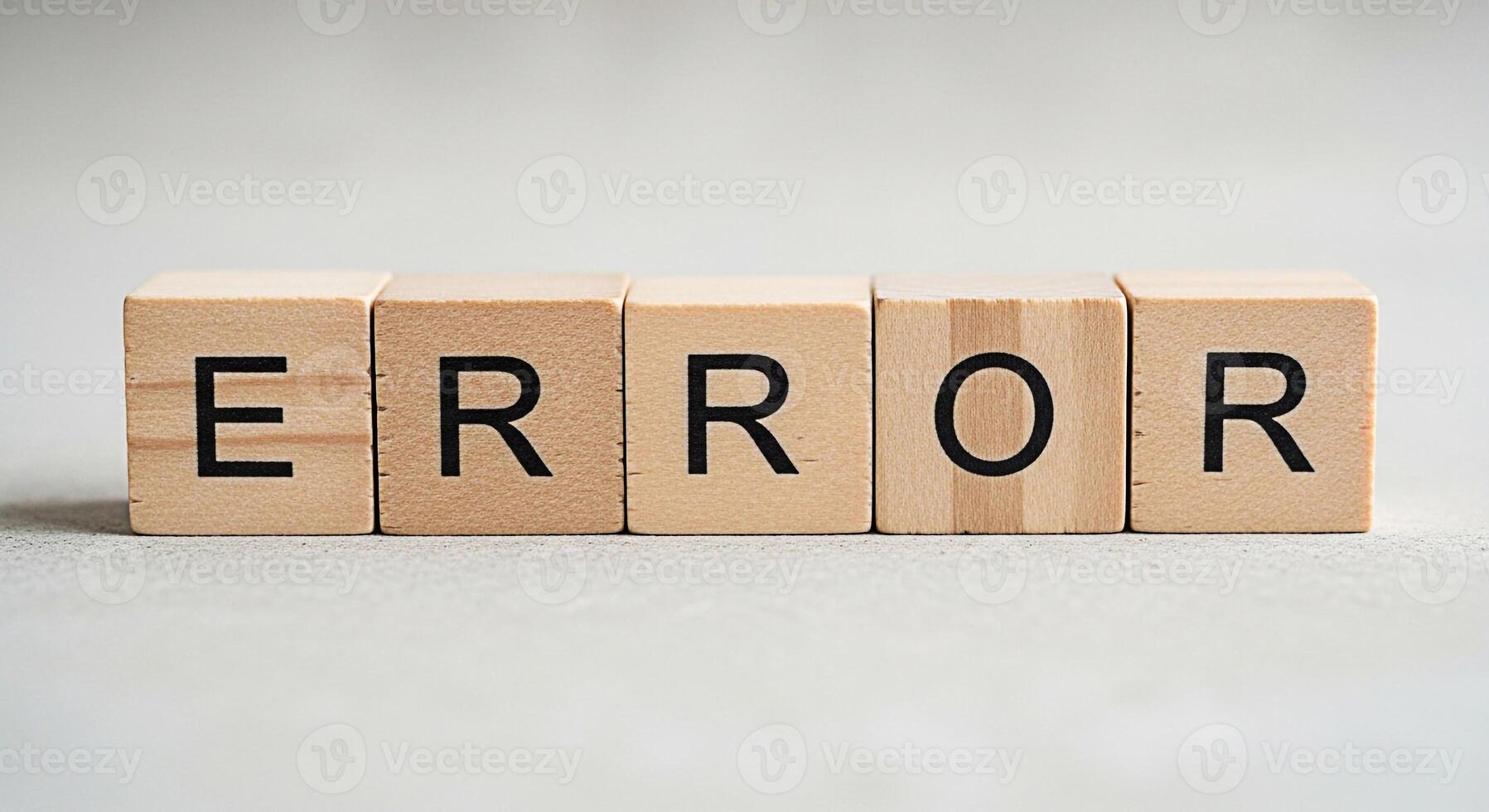Wooden blocks spelling ERROR on a neutral surface representing a system failure a coding mistake or a general problem conveying a sense of frustration and the need for troubleshooting photo
