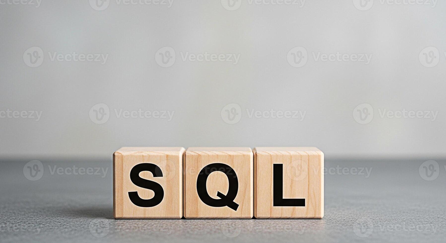 de madera bloques mostrando sql en un gris superficie representando base de datos administración y datos preguntando en un limpiar y minimalista ajuste transporte un mensaje de estructurado información y tecnología foto