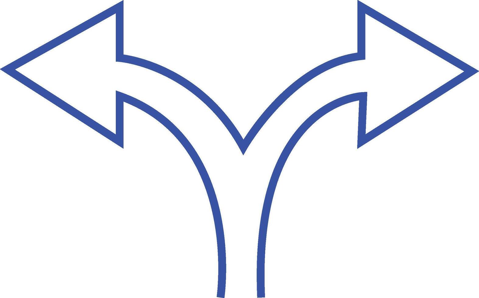 Two diverging arrows pointing in opposite directions representing a choice or decision point vector