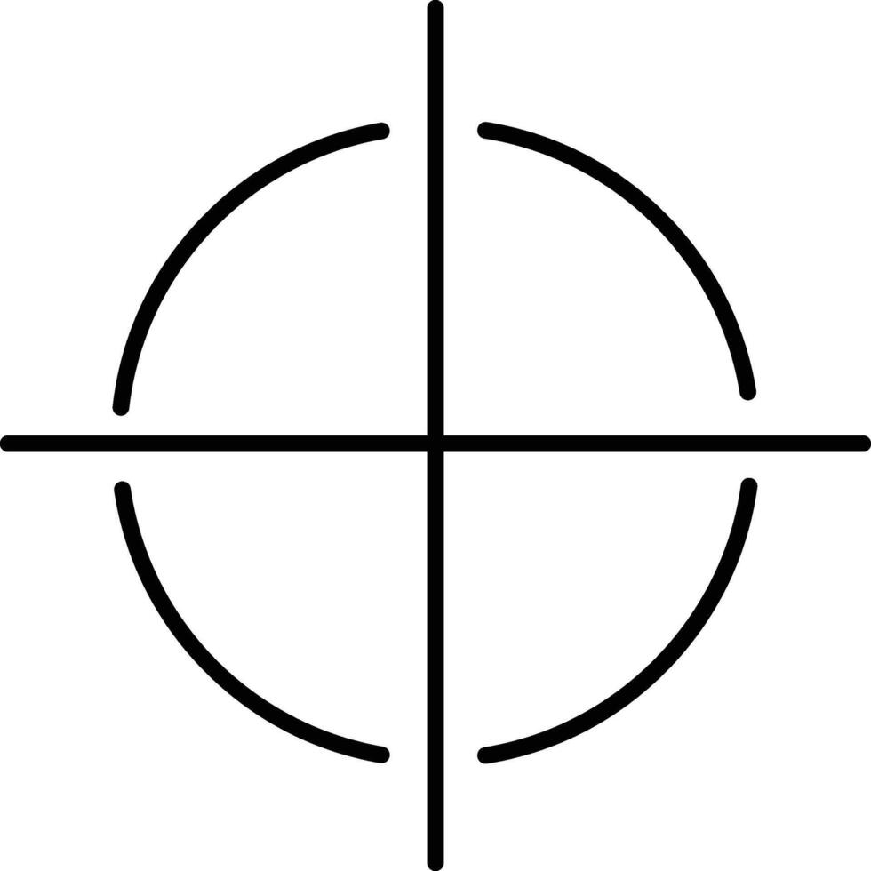 Simple black and white crosshair target symbol with four open arcs on a clean white background vector
