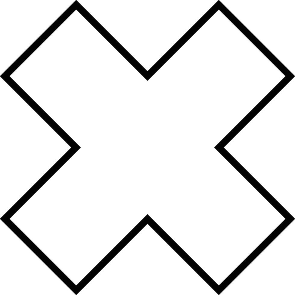 Simple geometric abstract shape representing a cross or multiplication symbol with a dotted outline on a white background vector