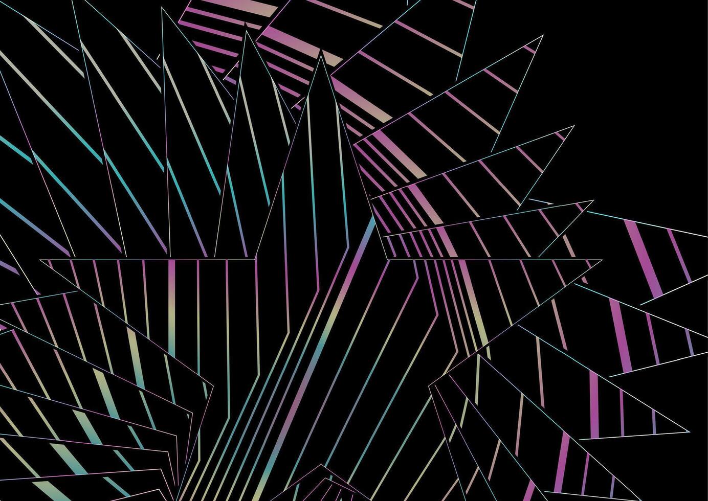 Stars with curved refracted holographic lines abstract pattern design vector