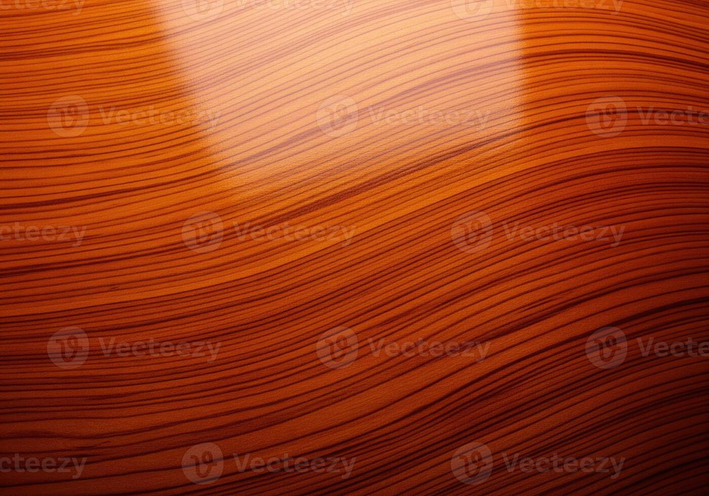 Abstract rich brown polished wood grain texture background with smooth wavy lines photo