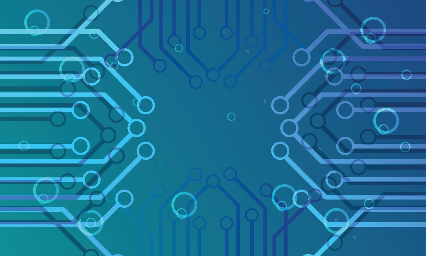 Digital Circuitry Grid with Blue Gradient and Futuristic Tech Connections vector