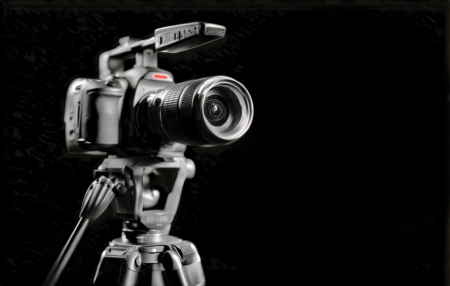 Professional Camera on a Tripod Ready for Filming in a Studio Setting photo
