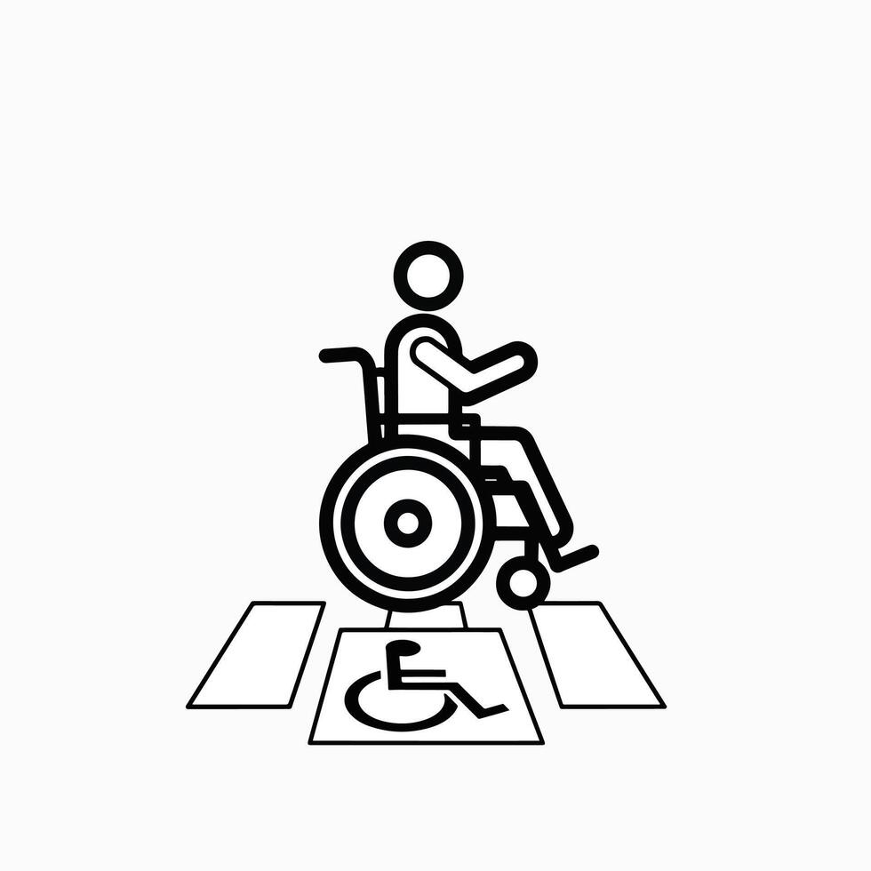 Wheelchair user accessing a pathway with accessibility symbol vector