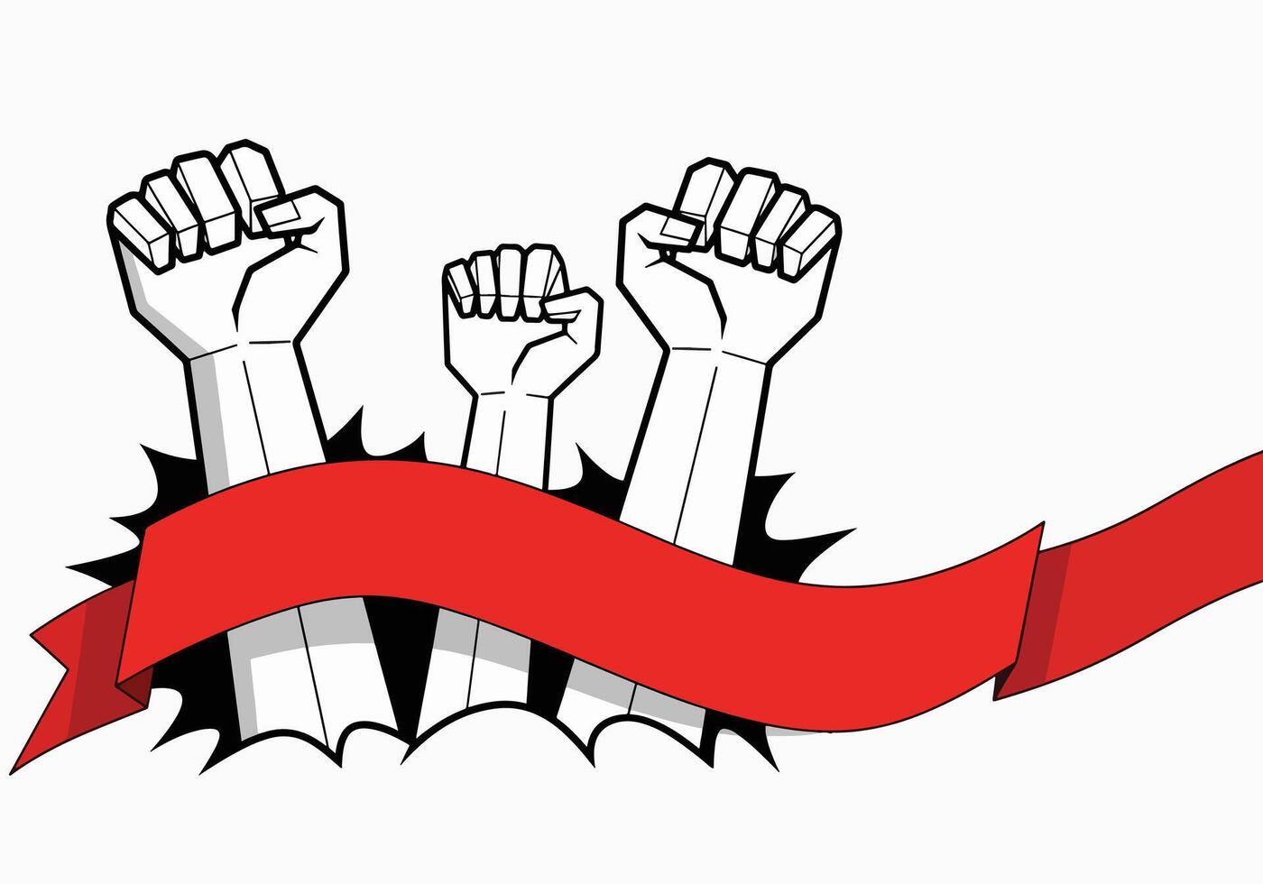 Revolutionary Fists Raised High, Symbolizing Strength and Unity vector