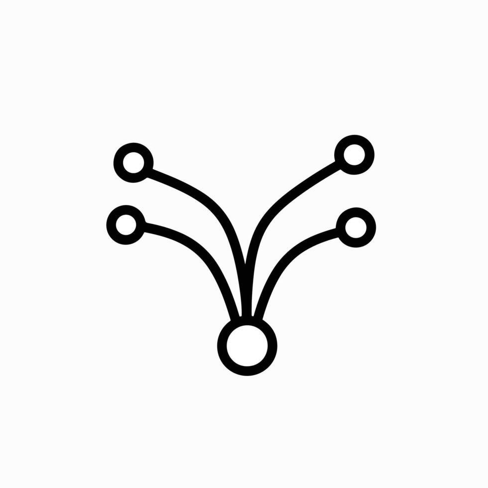 Abstract branching network of circles and lines on white background vector