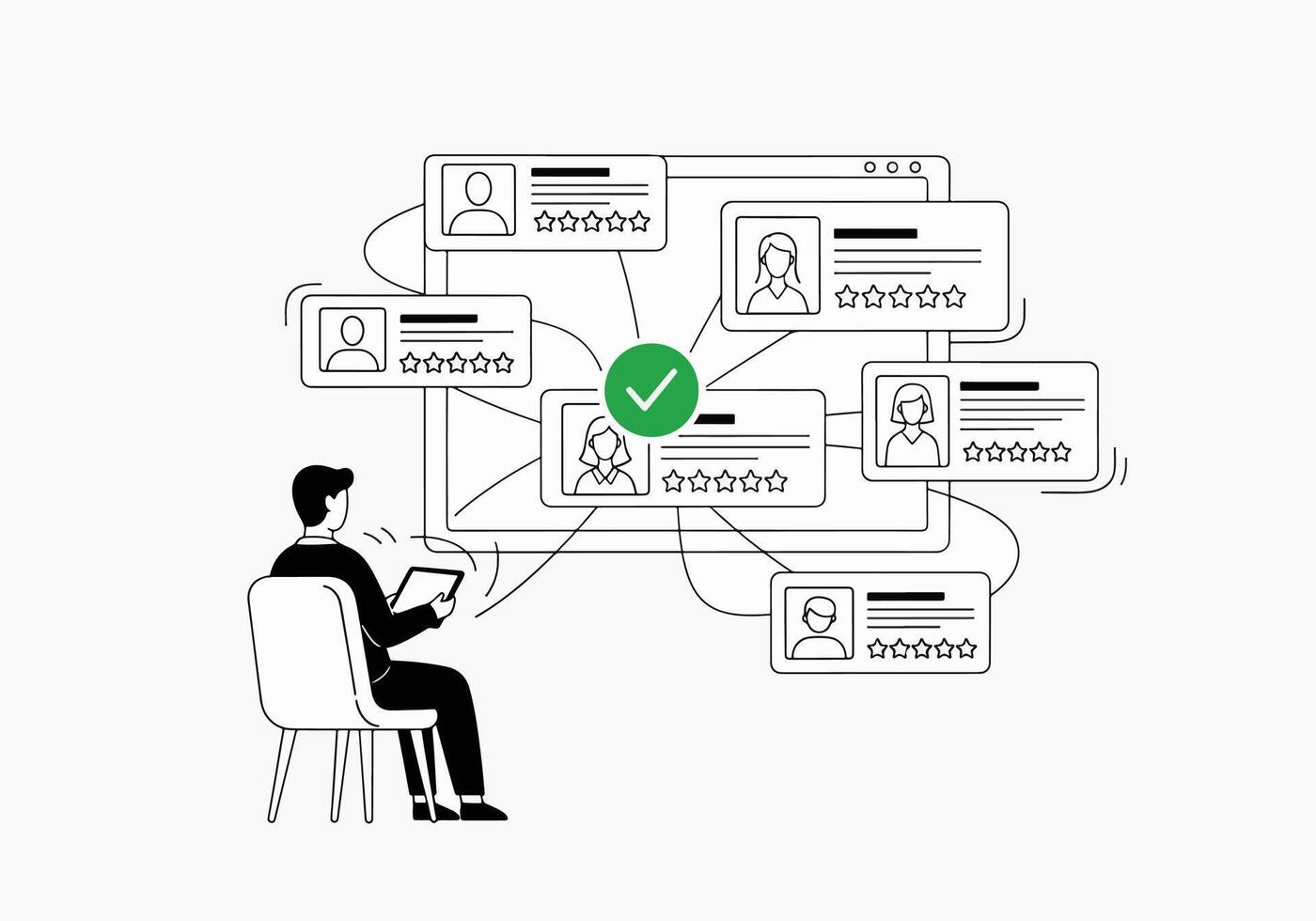 Hiring Process Candidate Selection and Performance Review vector