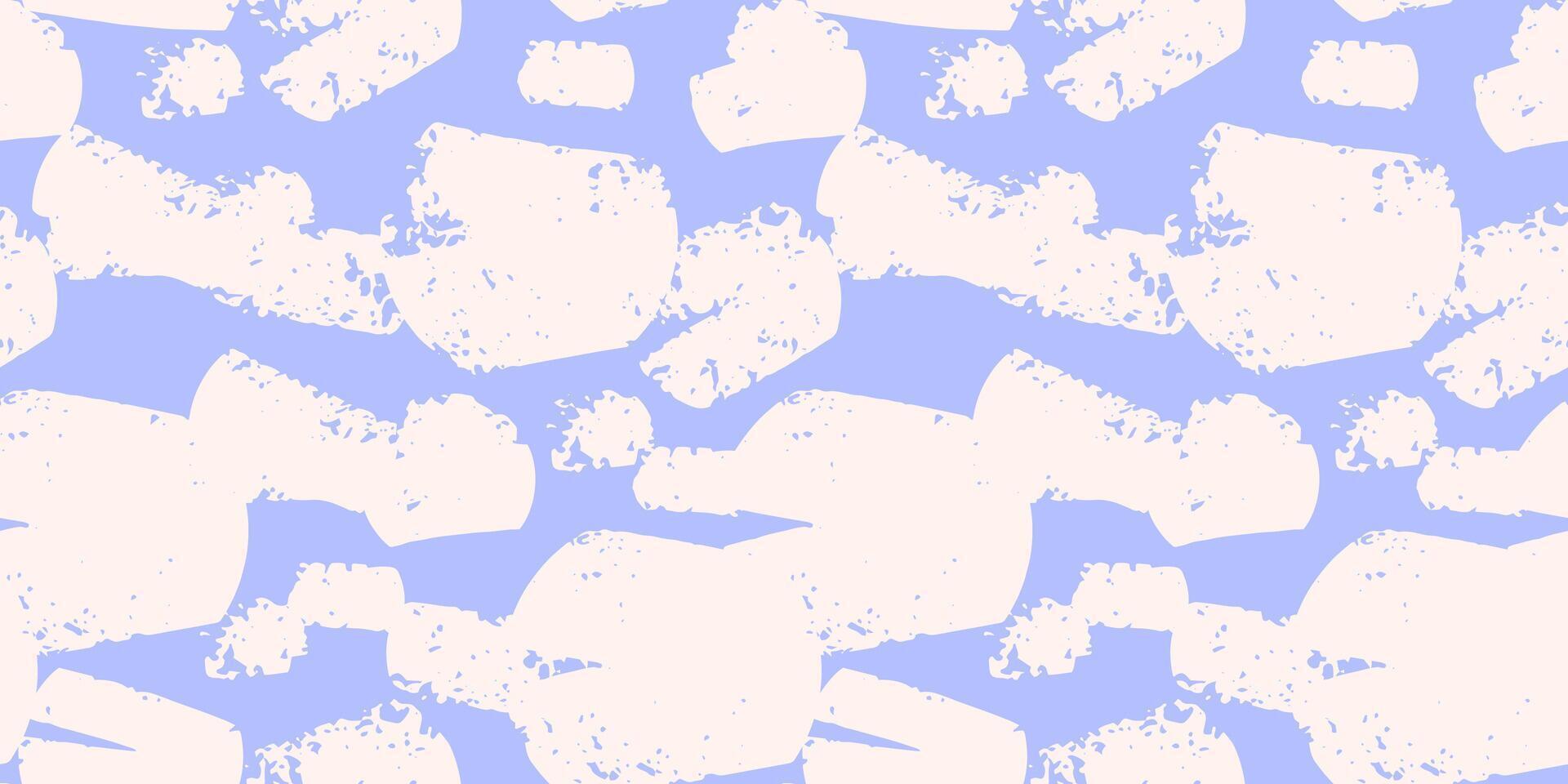 Seamless abstract pattern with soft textured brush shapes in beige on a pastel lavender background. Minimal modern design for fabric, stationery, and packaging vector