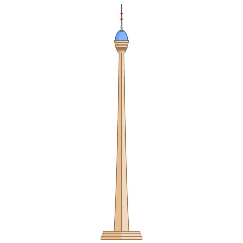 A tall cartoon broadcasting tower with an observation pod, a modern architectural or technology concepts vector