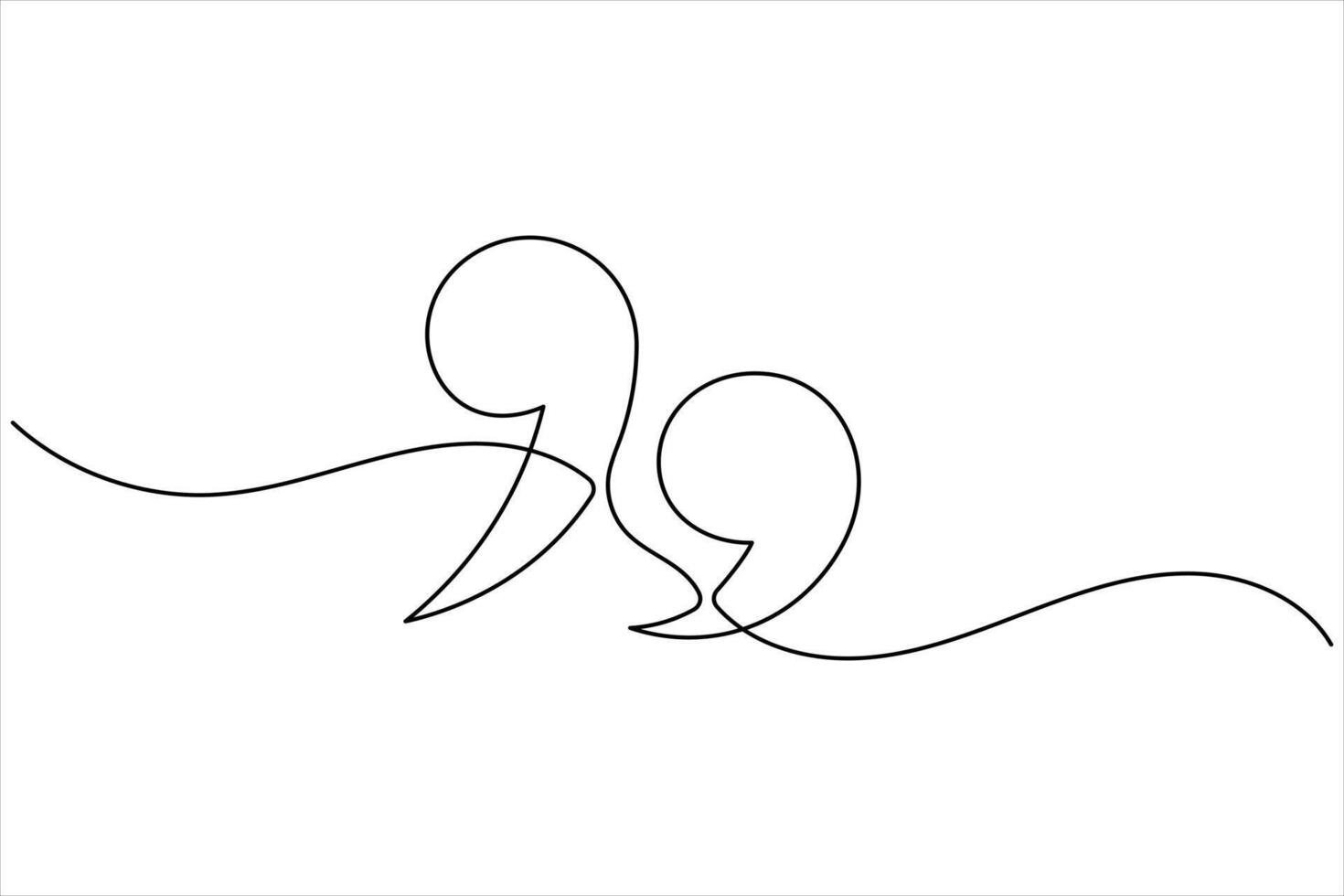 Continuous drawing of quotation marks simple design vector