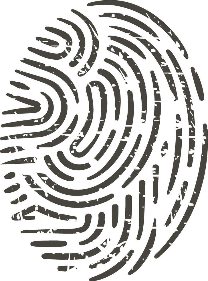 Grungy fingerprint symbol representing personal identity and security vector