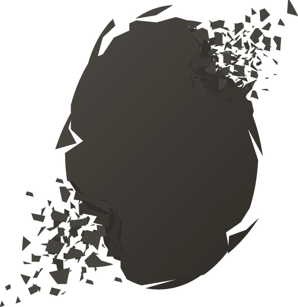 Dark abstract sphere breaking into many fragments vector