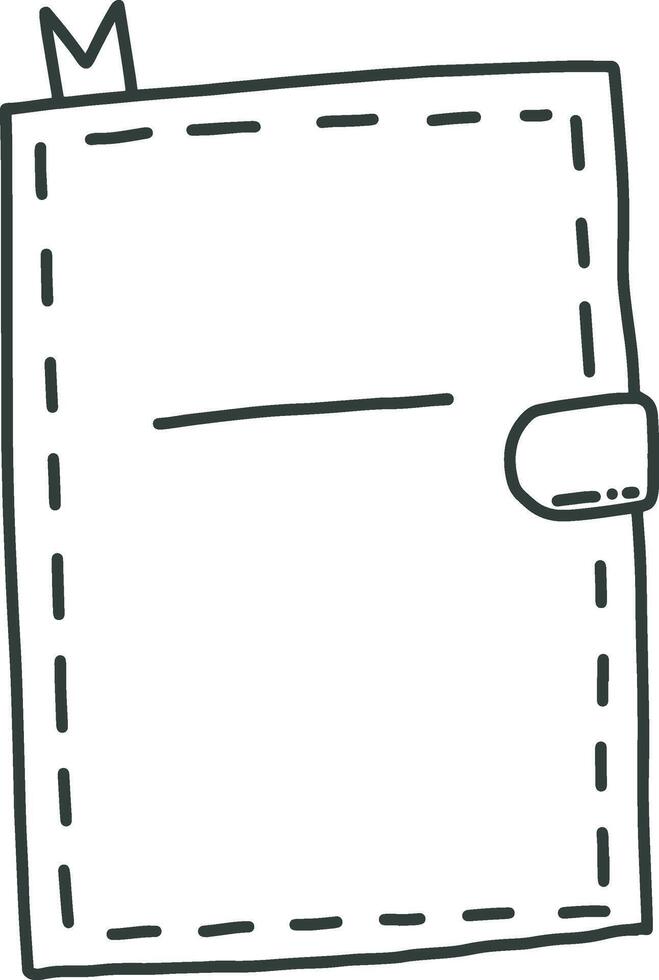 Notebook or journal drawing with a bookmark and closure vector