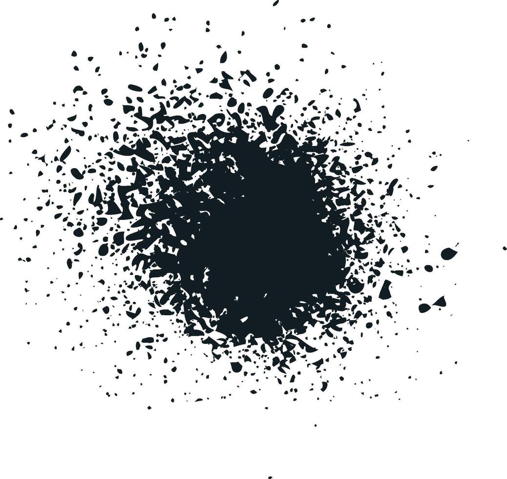 Black ink splattering creating grunge abstract design element vector