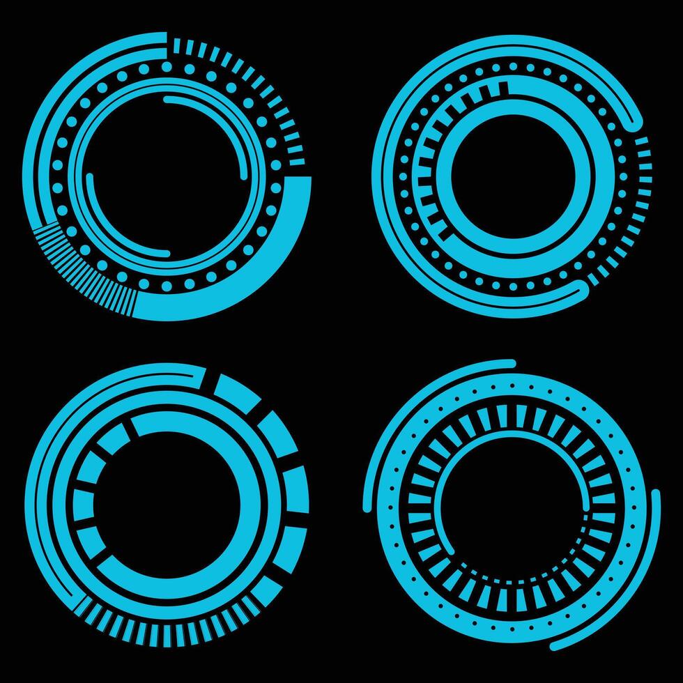 Set of abstract futuristic technology round frames vector