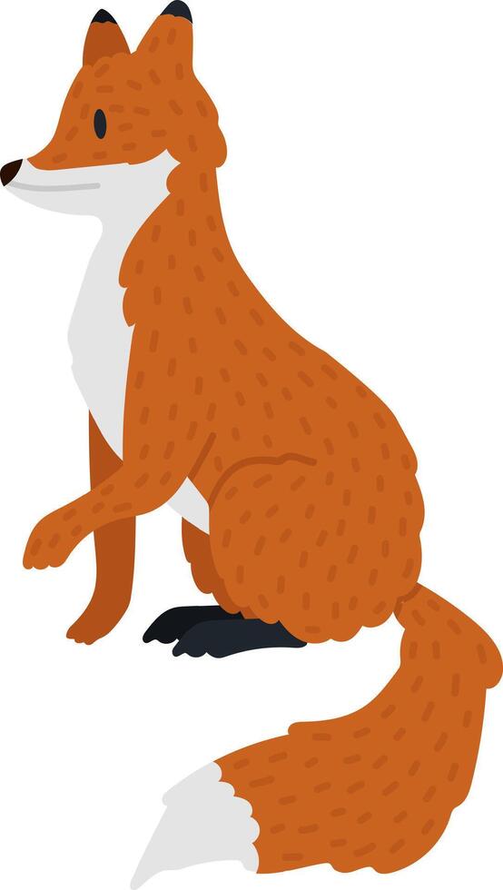 Red fox in a sitting pose, facing left vector