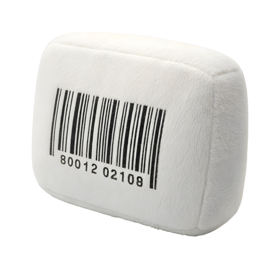 un blanco rectangular bar de jabón con un código de barras impreso en sus lado aislado en transparente antecedentes png