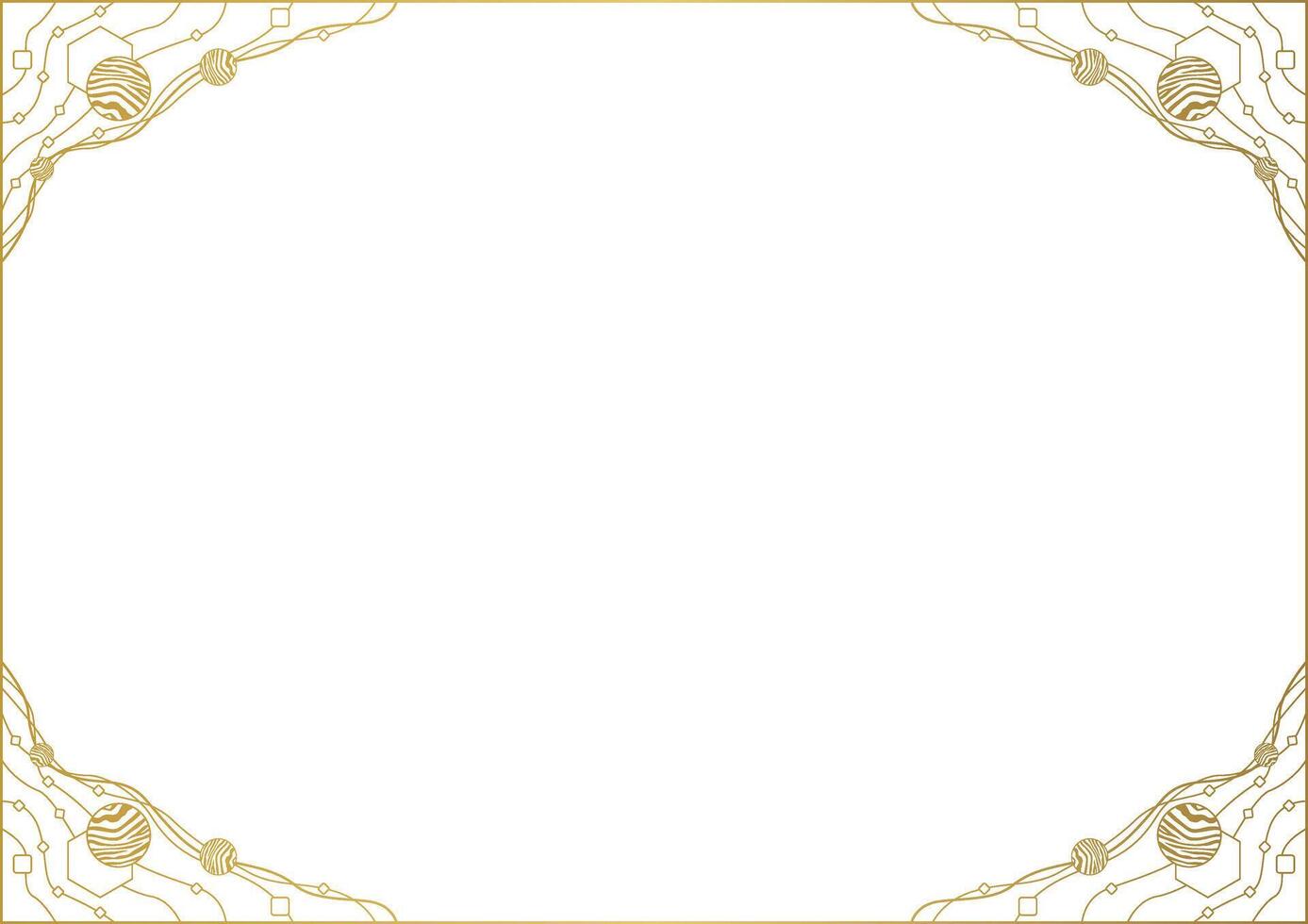 Curve and Geometric Pattern Gold Futuristic Corner Decoration Frame vector