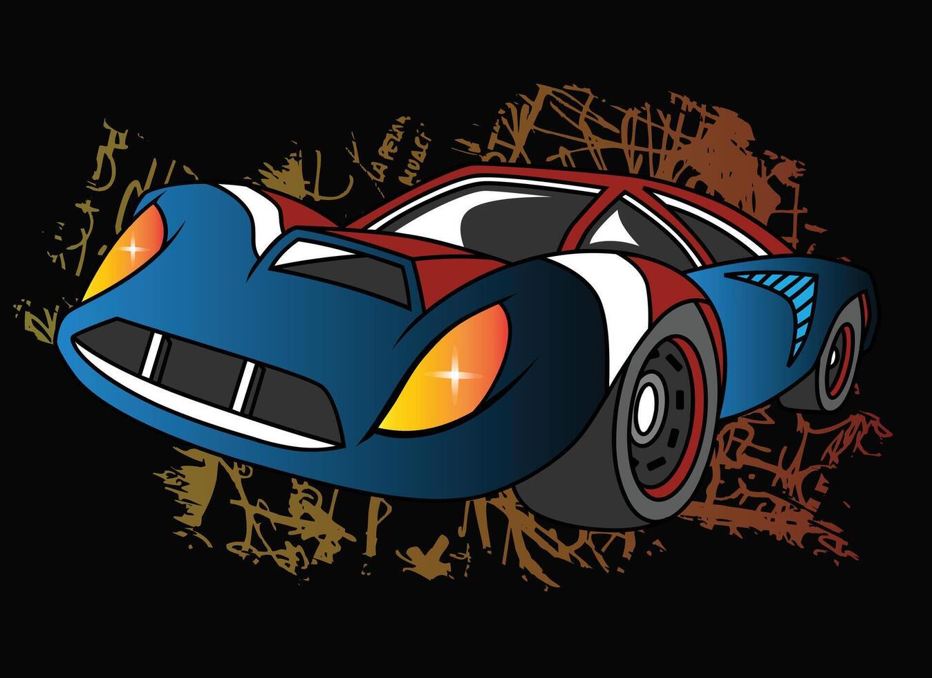 Bold Racing Car Graphics with Dynamic Design and Grunge Background vector