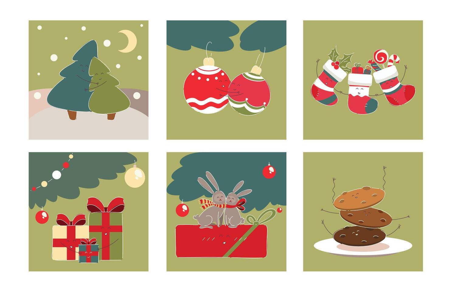 varios temática navideña gráficos arreglado en elegante composición vector