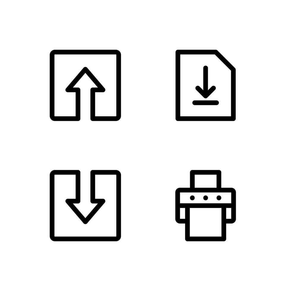 File Management Outline Icons for User Interface Design vector