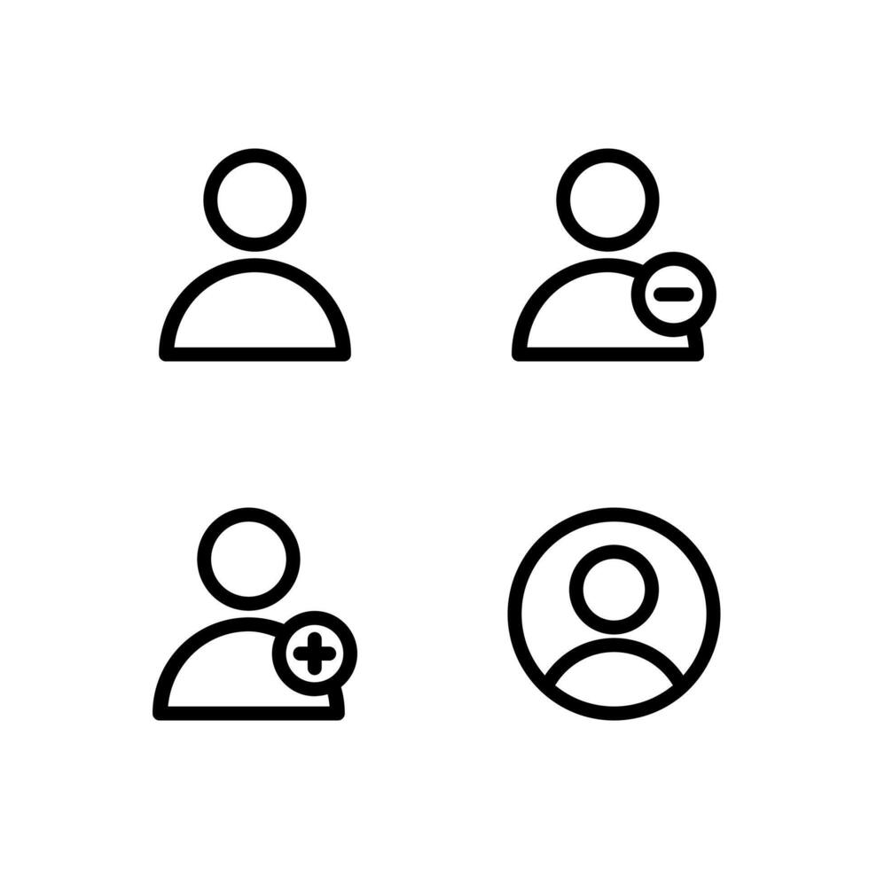 User Profile Line Icon Set for Web and App Interface vector