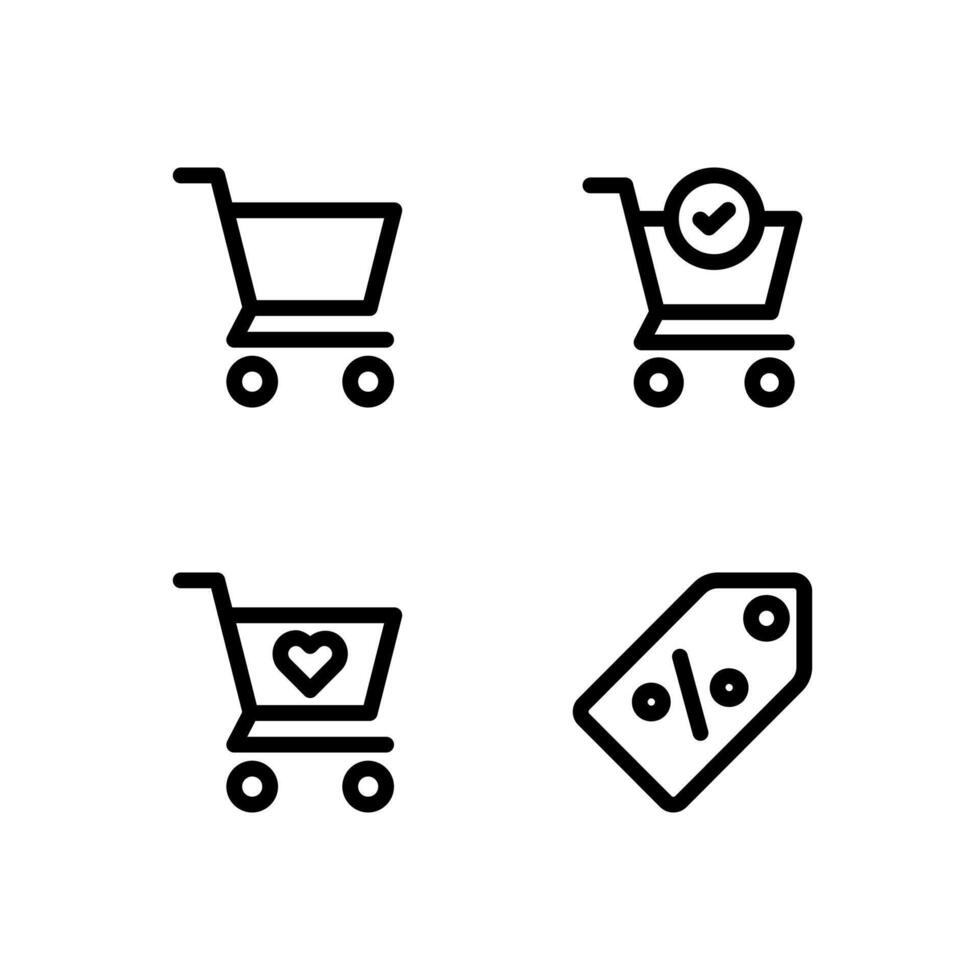 Shopping Cart Line Icon Set for Web and App Interface vector