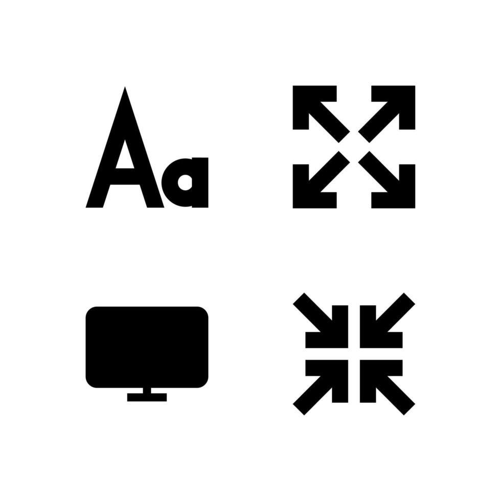 Fullscreen Mode Solid Icon Set for Modern Applications vector