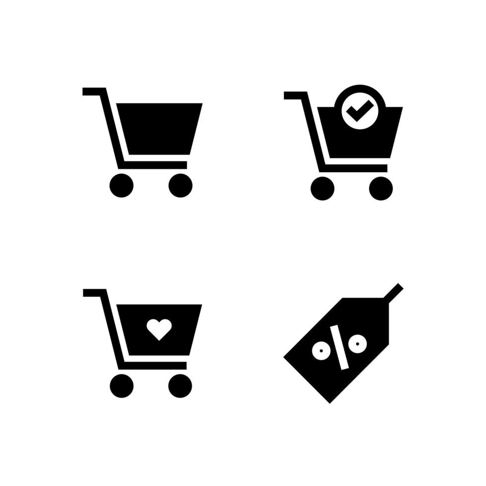 Shopping Cart Solid Icon Set for Web and App Interface vector