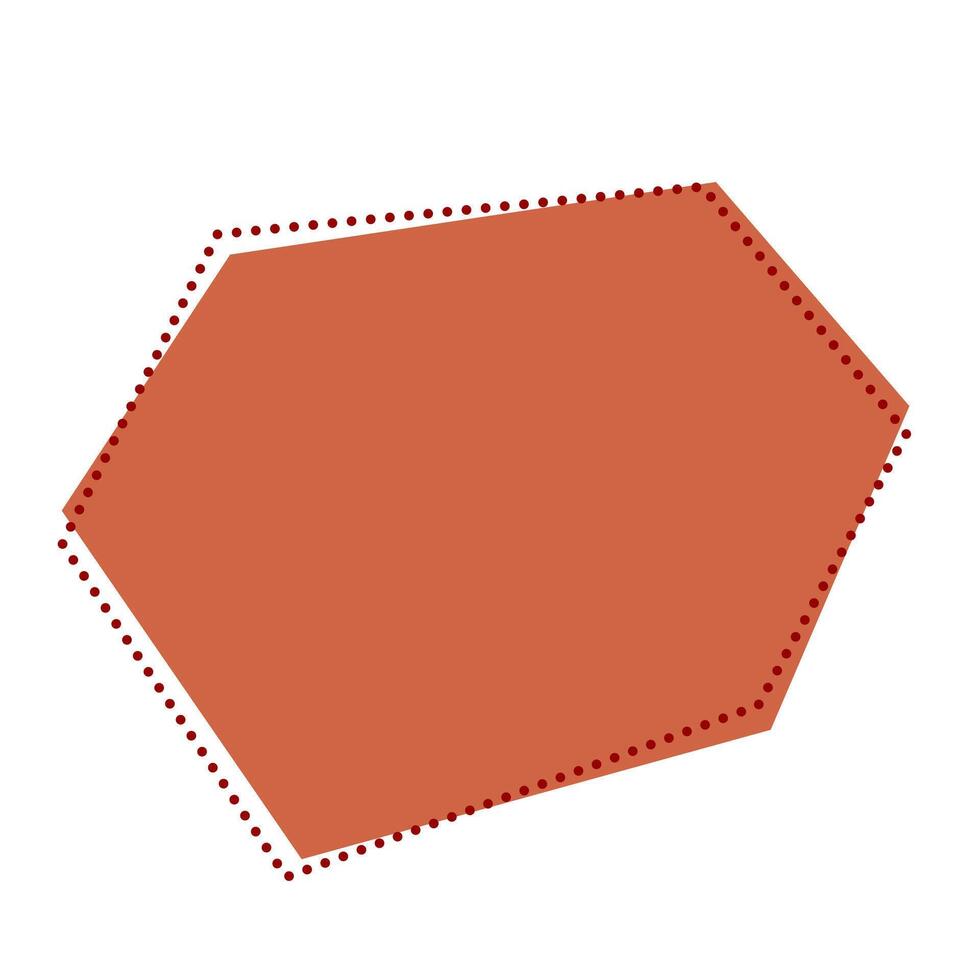 An red abstract heptagon shape outlined with a dotted line, perfect for use as a design element, graphic, or visual accent. vector