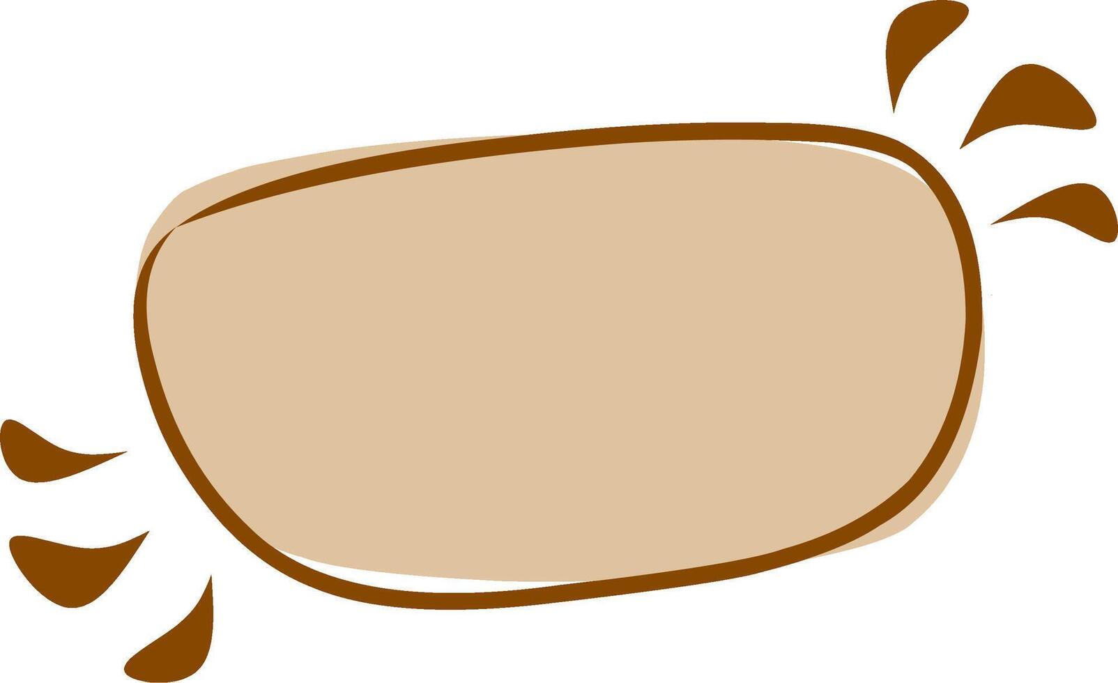 A minimalist hand drawn message box with smooth rounded edges in beige and brown tones, featuring simple geometric droplet accents on both sides, perfect for adding text or quotes vector