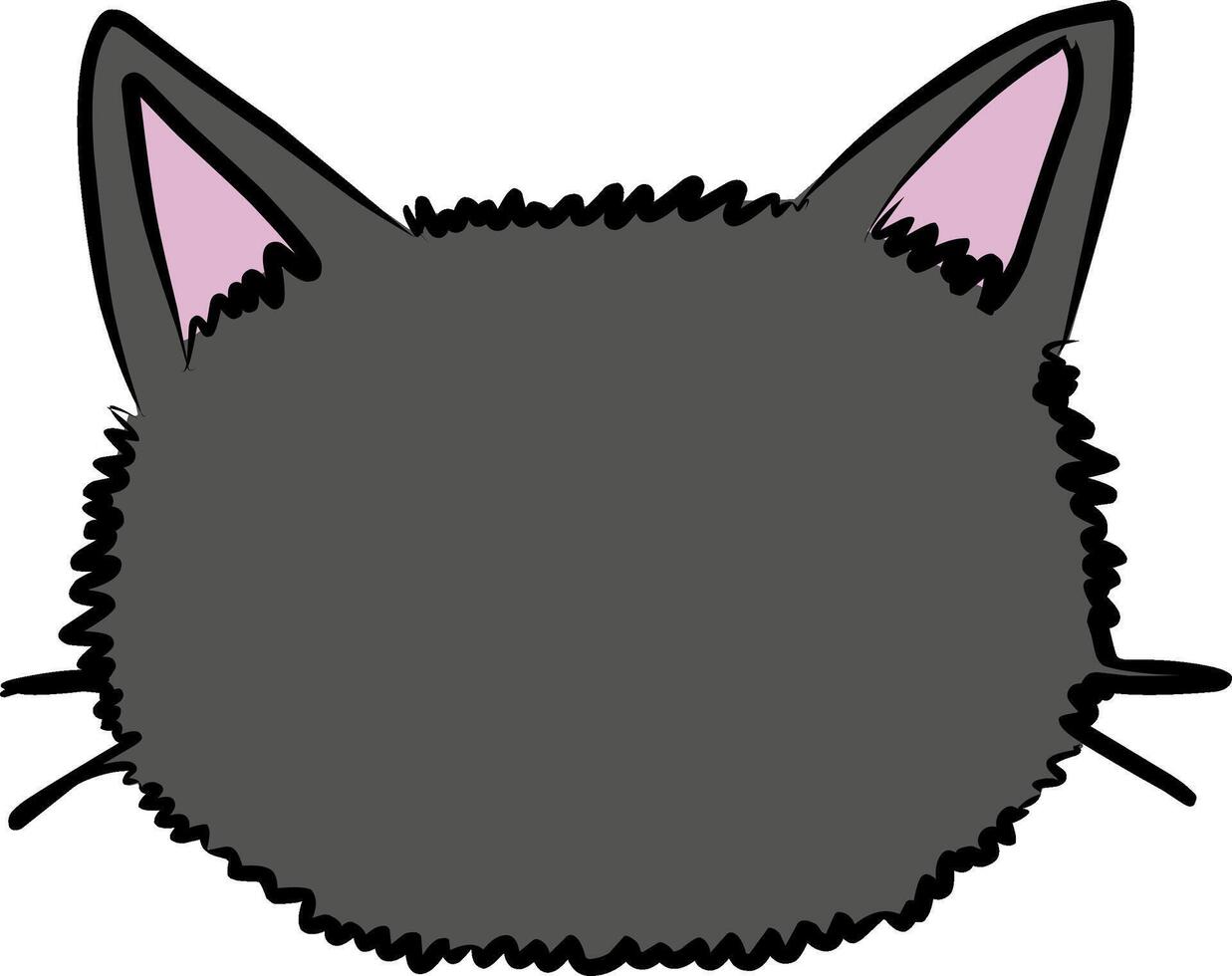 A cute handdrawn illustration of a grey cat face with pink inner ears. The image is simple, cartoonish, and suitable for various creative projects. vector