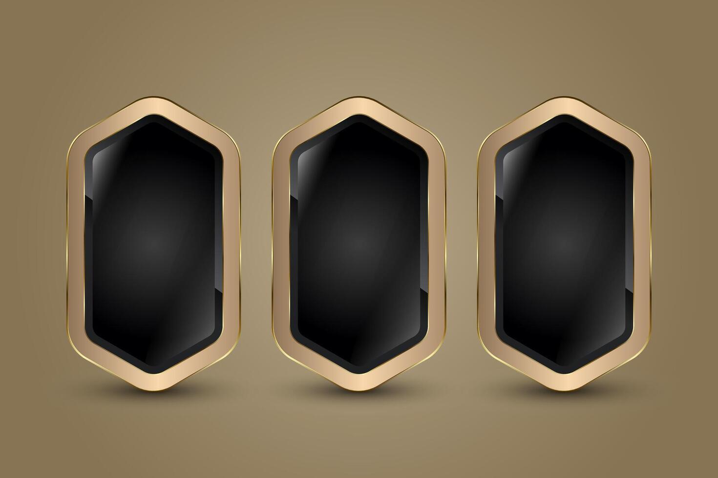 Cllection of Three Luxury Special Shapes and Gold Button Design and Golden Luxury Label, Banners Concepts Design. The Modern Elegant Button For Web, UI, UX Design vector