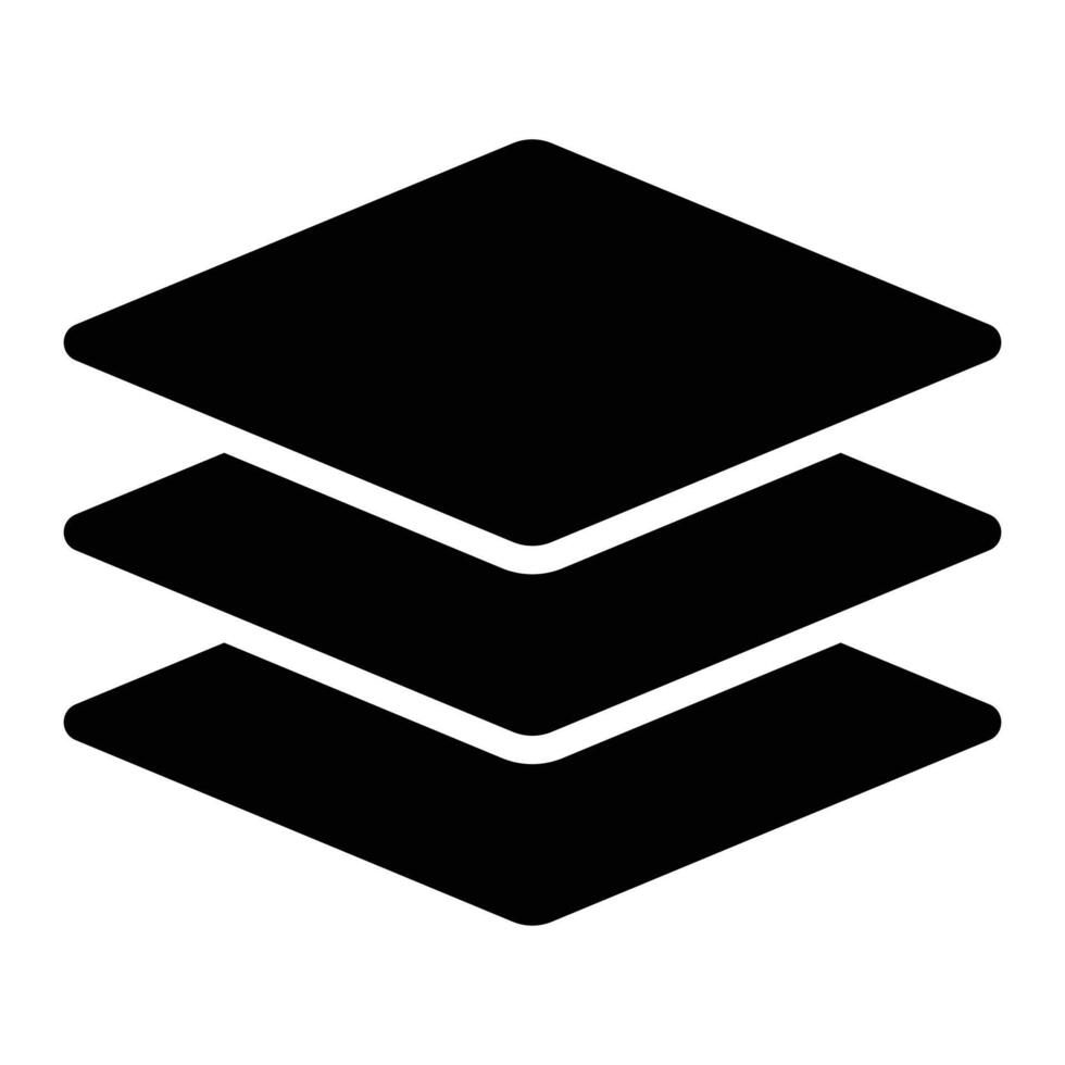 Minimal solid black illustration of stacked design layers. Ideal for digital art, editing, and creative design concepts. vector