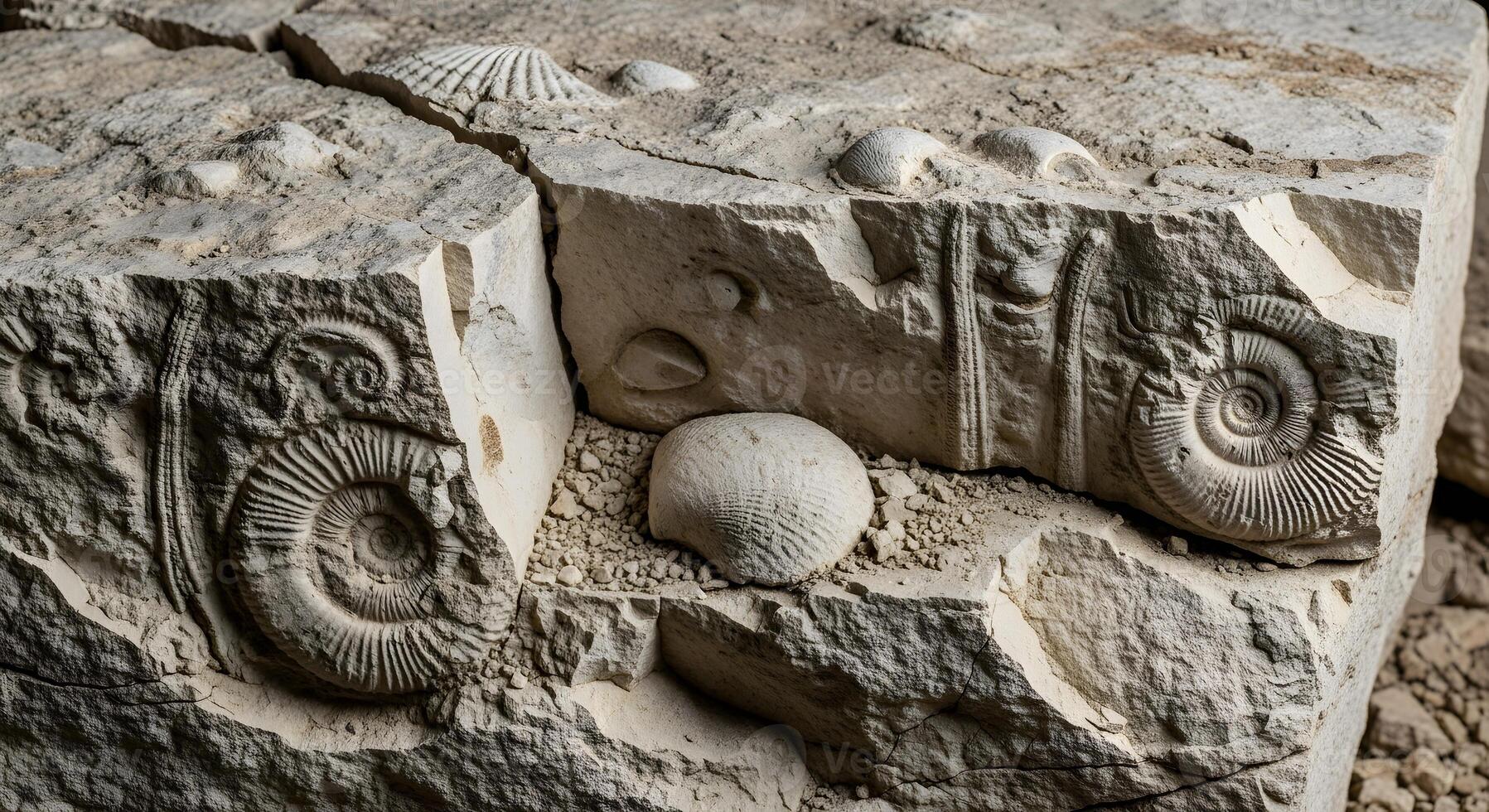 Ancient fossils embedded in stone provide a glimpse into prehistoric life photo