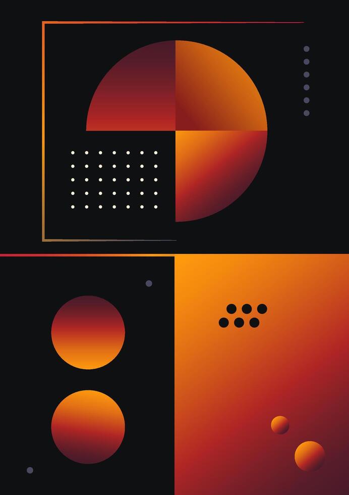 Abstract planet infographics, gradient shapes on a black background. Esoteric symbols planets. vector