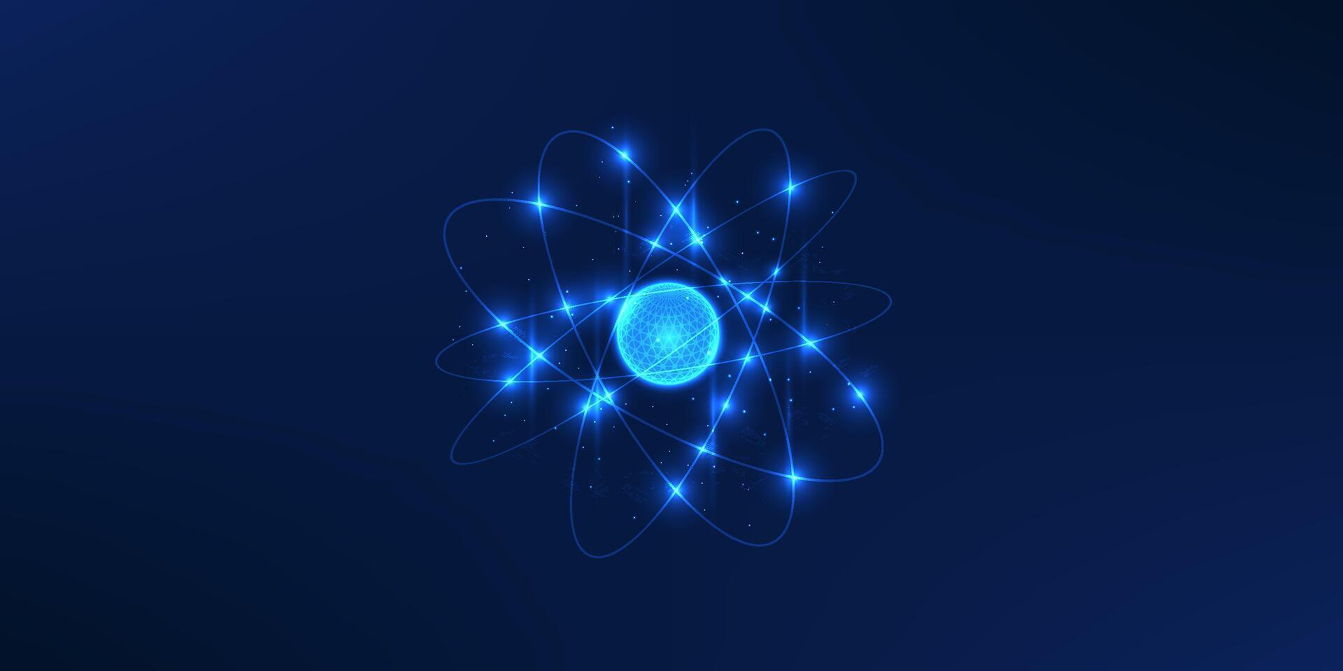 Futuristic quantum technology with energy rings rotating around themselves, symbolizing quantum computing, energy transformation, and the power of advanced digital innovation vector